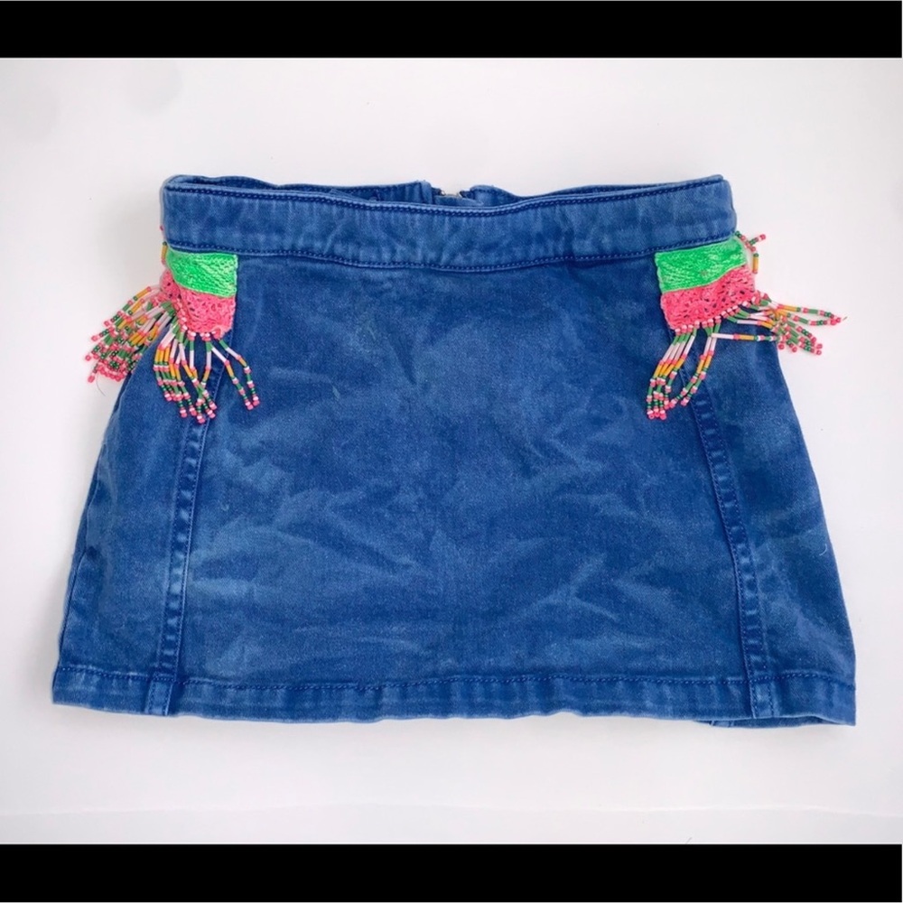 Size 5 Billieblush Blue Denim Skirt with Colorful Accents